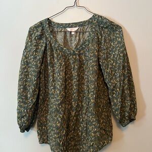 LC Lauren Conrad Olive Floral Blouse